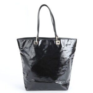 Gucci Patent Leather Tote Shoulder Hand A4 Black Gold